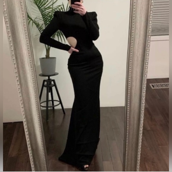 Zara Black Maxi Dress with Silver Accents - Picture 5 of 16